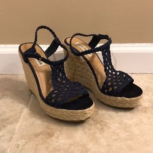 Navy Blue Steve Madden Wedges - size 7.5